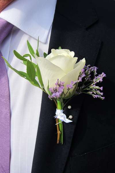 Rose and limonium boutonnière