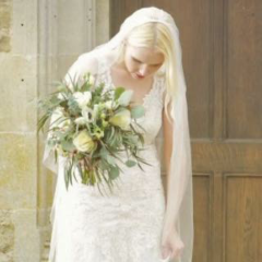 Natural bouquet in white with mixed foliage. Floral design by Cotswold Blooms, wedding florist based in Cheltenham.