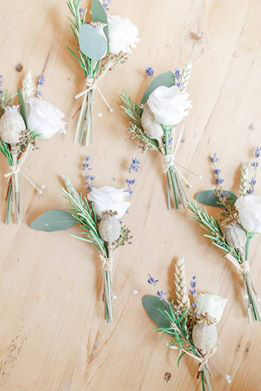 Country garden buttonhole with Eustoma and Lavender. Floral design by Cotswold Blooms, wedding florist based in Cheltenham.