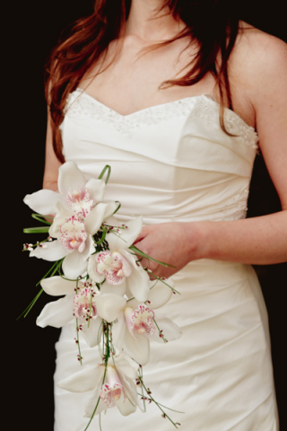 Orchid bouquet for a classy touch. Floral design by Cotswold Blooms, wedding florist based in Cheltenham.