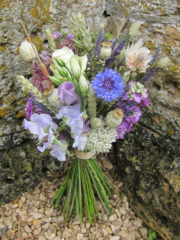 Country bouquet of flowers and dried crops. Floral design by Cotswold Blooms, wedding florist based in Cheltenham.