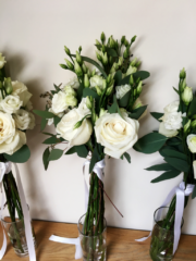 Upright bouquet in classic white and greens. Floral design by Cotswold Blooms, wedding florist based in Cheltenham.