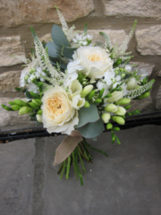 David Austin roses with veronica and freesia. Floral design by Cotswold Blooms, wedding florist based in Cheltenham.