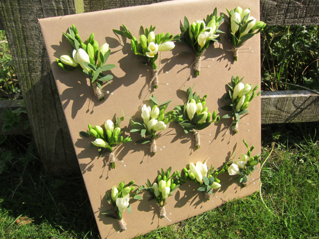 White Freesia and foliage. Floral design by Cotswold Blooms, wedding florist based in Cheltenham.