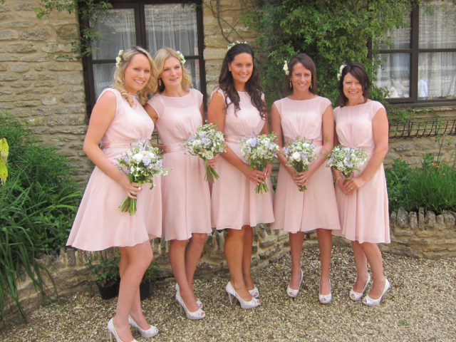 Country garden bridesmaid bouquets. Floral design by Cotswold Blooms, wedding florist based in Cheltenham.