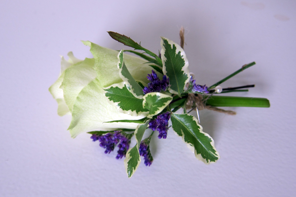 Rose and Limonium with Pittosporum. Floral design by Cotswold Blooms, wedding florist based in Cheltenham.