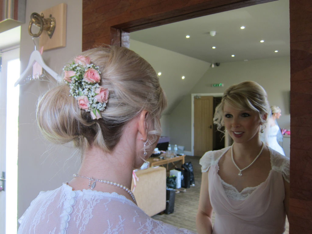 Delicate gypsophila hair slide for a wedding