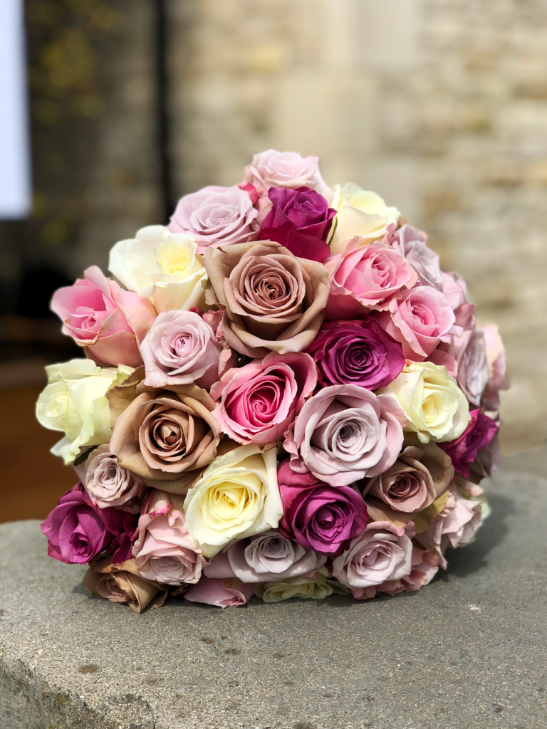 Textured rose bouquet in multi-tonal pink and cream