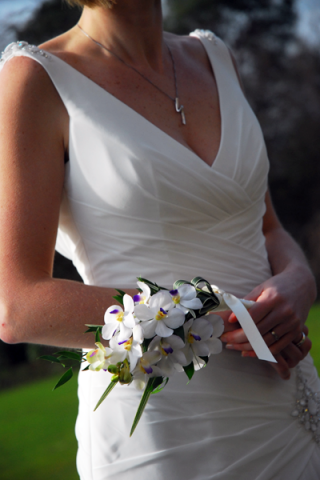 Elegant Vanda Orchid Bouquet. Floral design by Cotswold Blooms, wedding florist based in Cheltenham.