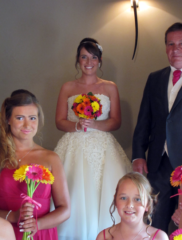 Gerbra bouquets for a wedding.  Floral design by Cotswold Blooms, wedding florist based in Cheltenham.