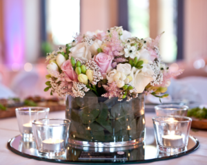 Cream and Light Pink seasonal display. Floral design by Cotswold Blooms, wedding florist based in Cheltenham.