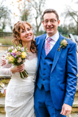 Winter wedding at Hyde Barn, Stow-on-the-Wold. Floral design by Cotswold Blooms, wedding florist based in Cheltenham.