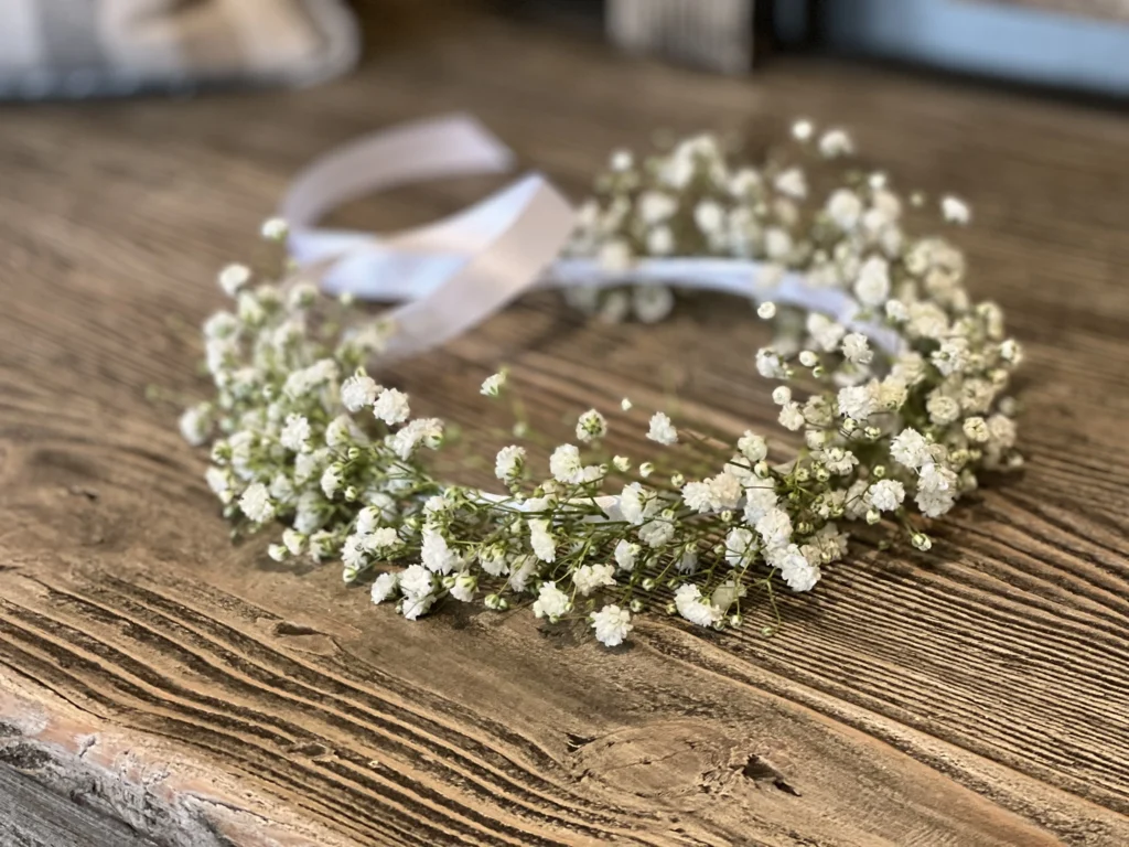 Gypsophila floral crown for a wedding