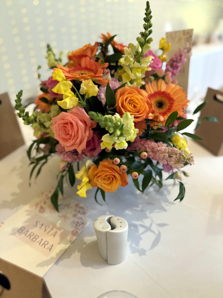 Vibrant all-round table display at The Matara Centre, Tetbury