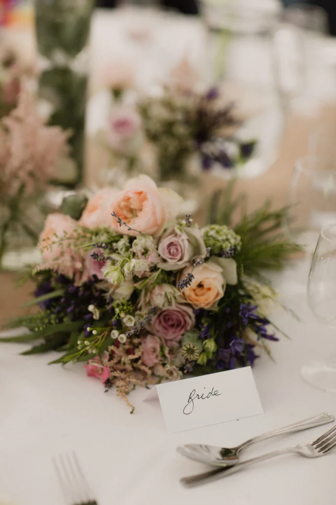 Luxury bridal bouquet with roses and seasonal flowers