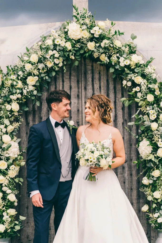 Wedding at Cripps Barn, with the floral design and installed by Cotswold Blooms