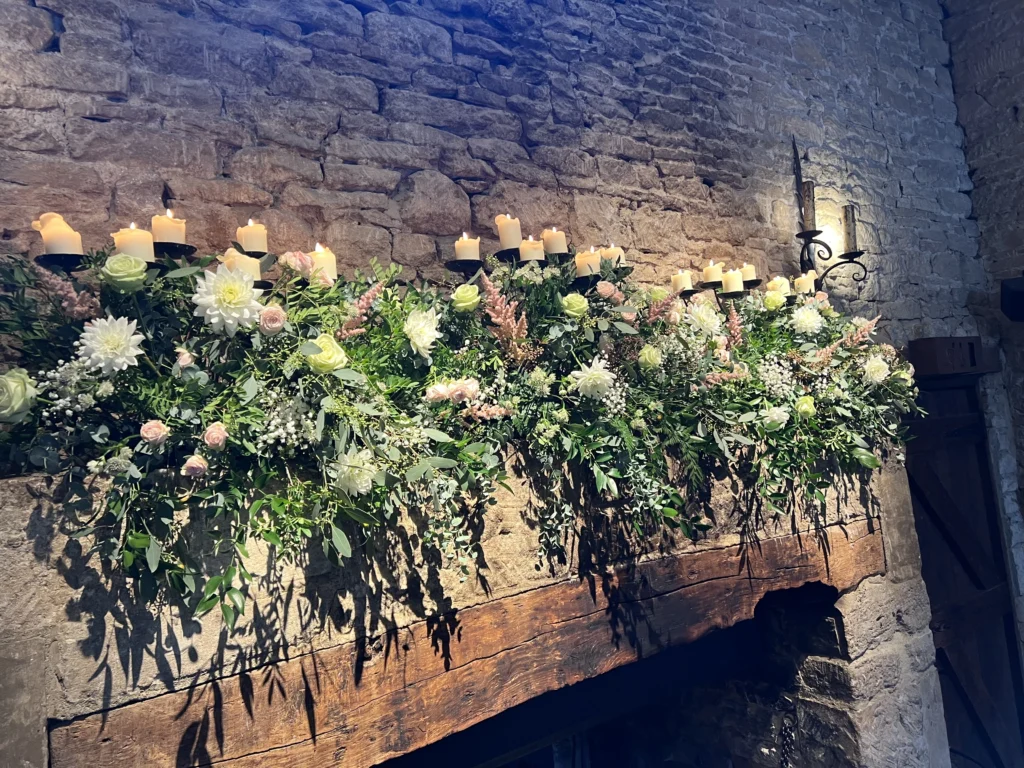 Wedding at Cripps Barn, with the floral design and installed by Cotswold Blooms
