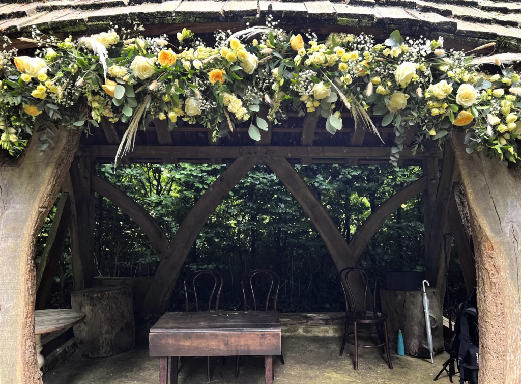 Wedding at Cripps Barn, with the floral design and installed by Cotswold Blooms