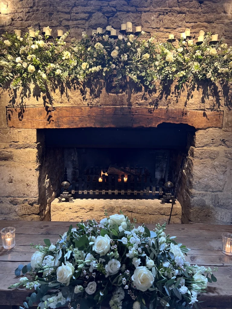 Wedding at Cripps Barn, with the floral design and installed by Cotswold Blooms