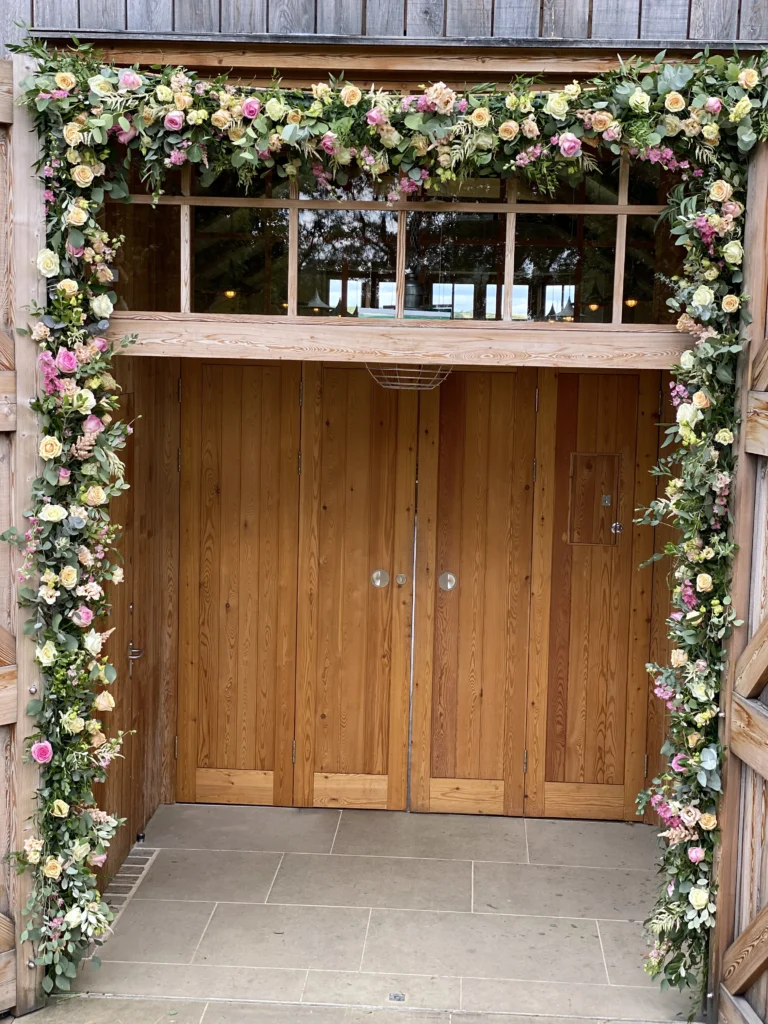 wedding flowers at Hyde House Cotswolds
