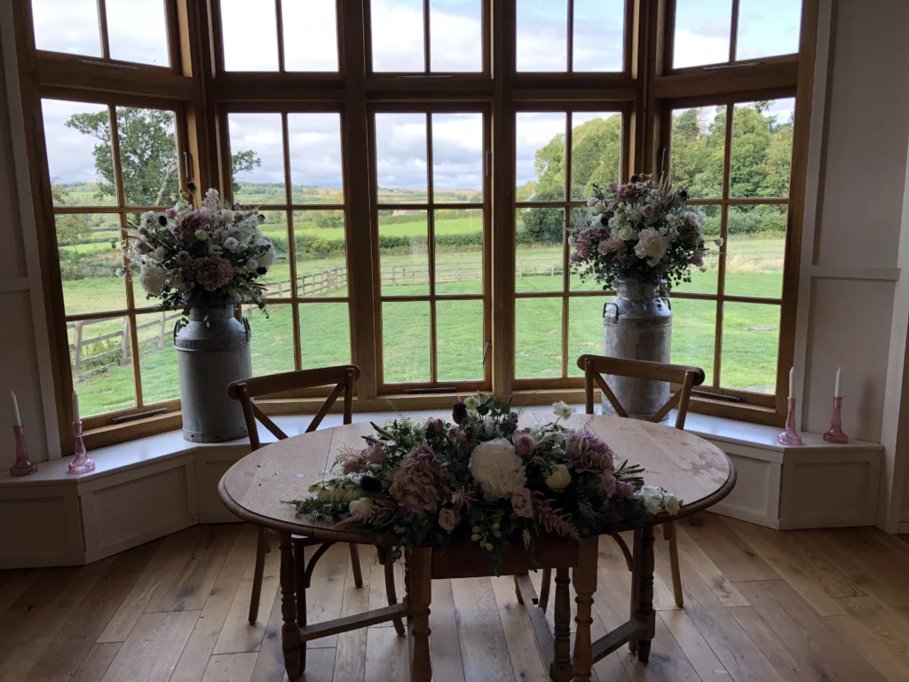 wedding flowers at Hyde House Cotswolds