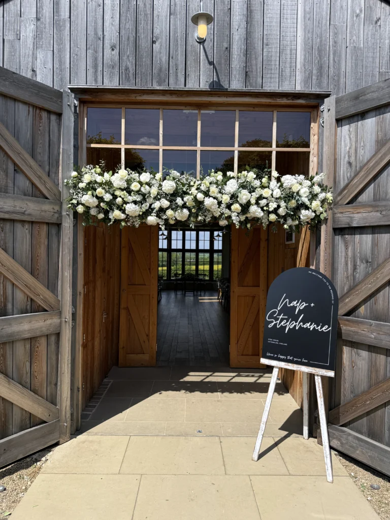 wedding flowers at Hyde House Cotswolds