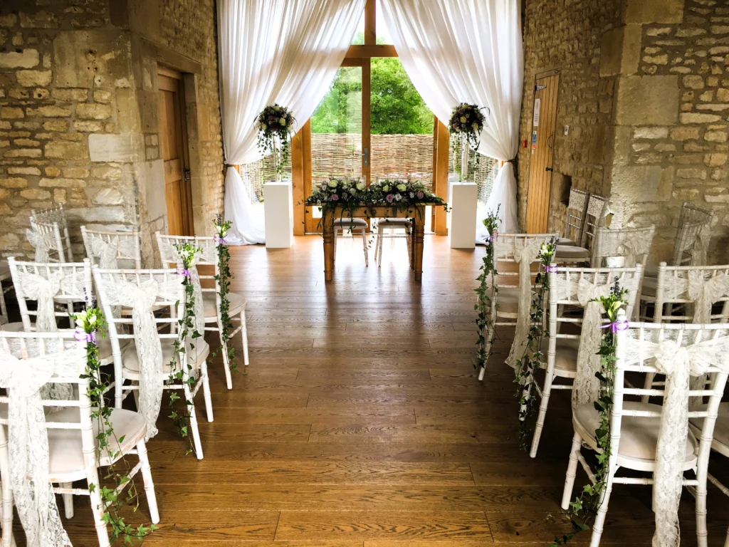 Luxury wedding flowers at Barn at Upcote Cotswolds by Cotswold Blooms