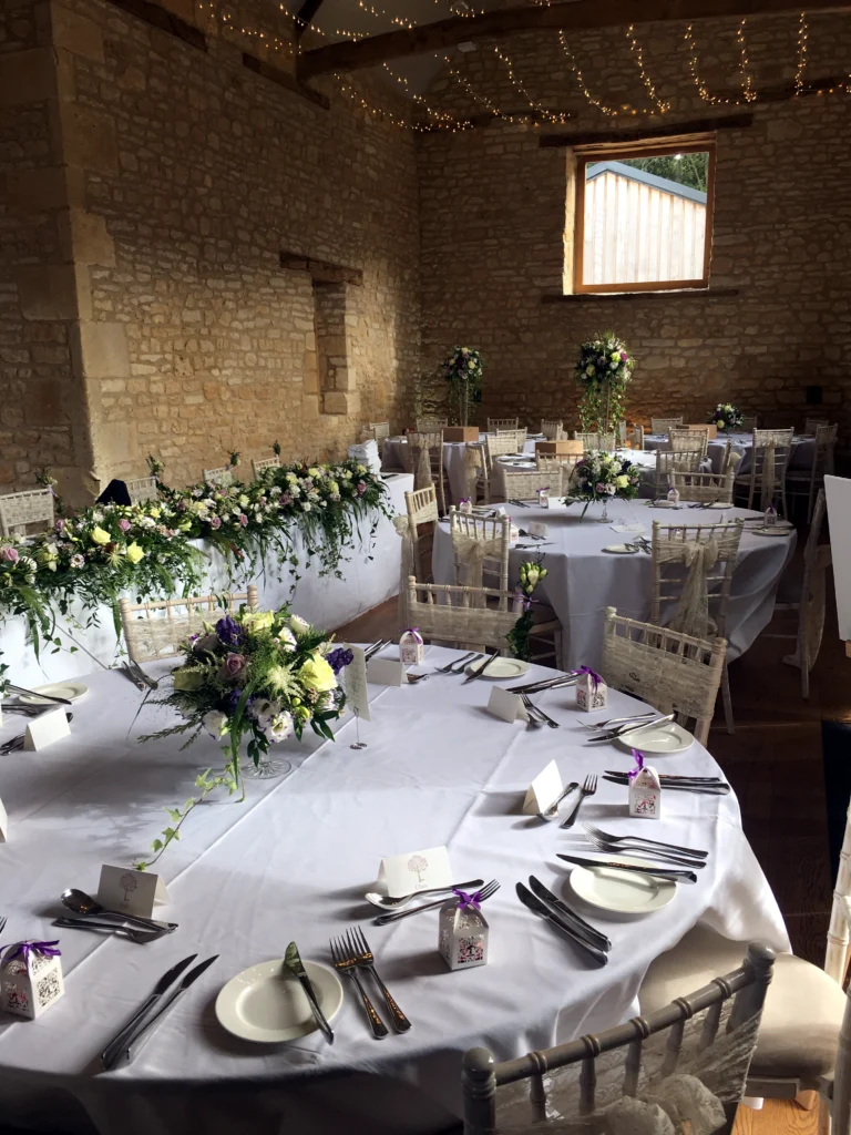 Luxury wedding flowers Barn at Upcote Cotswolds