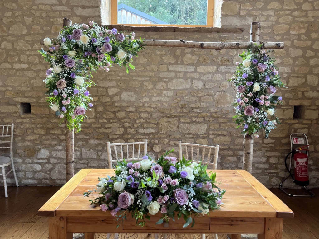 Barn at Upcote wedding flowers by Cotswold Blooms