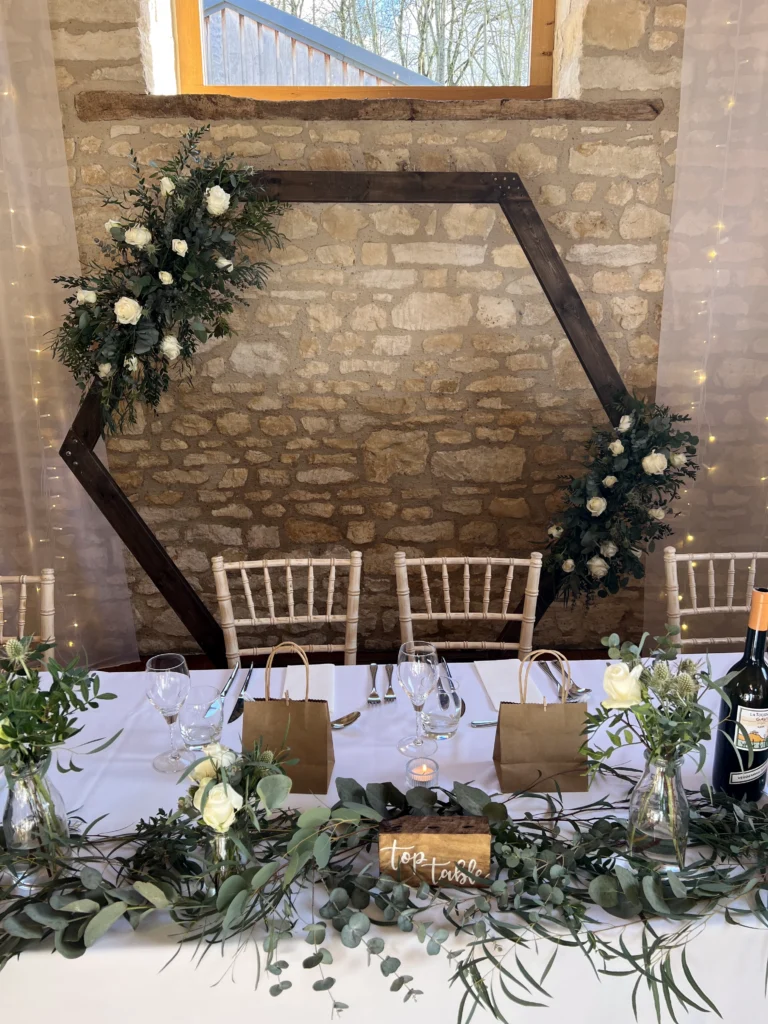 Luxury wedding flowers Barn at Upcote Cotswolds