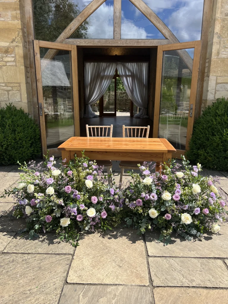Luxury wedding flowers at Barn at Upcote Cotswolds by Cotswold Blooms