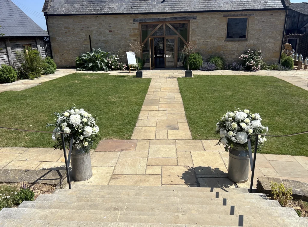 Barn at Upcote wedding flowers by Cotswold Blooms