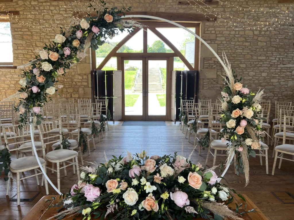 Luxury wedding flowers at Barn at Upcote Cotswolds by Cotswold Blooms