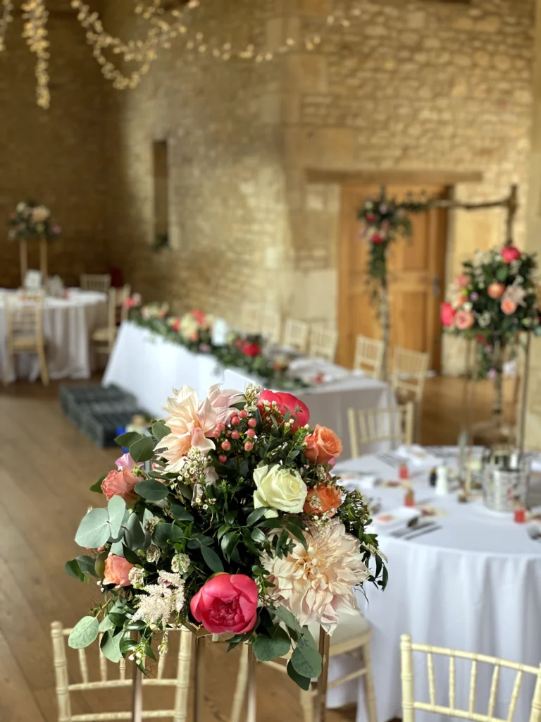 Luxury wedding flowers at Barn at Upcote Cotswolds by Cotswold Blooms