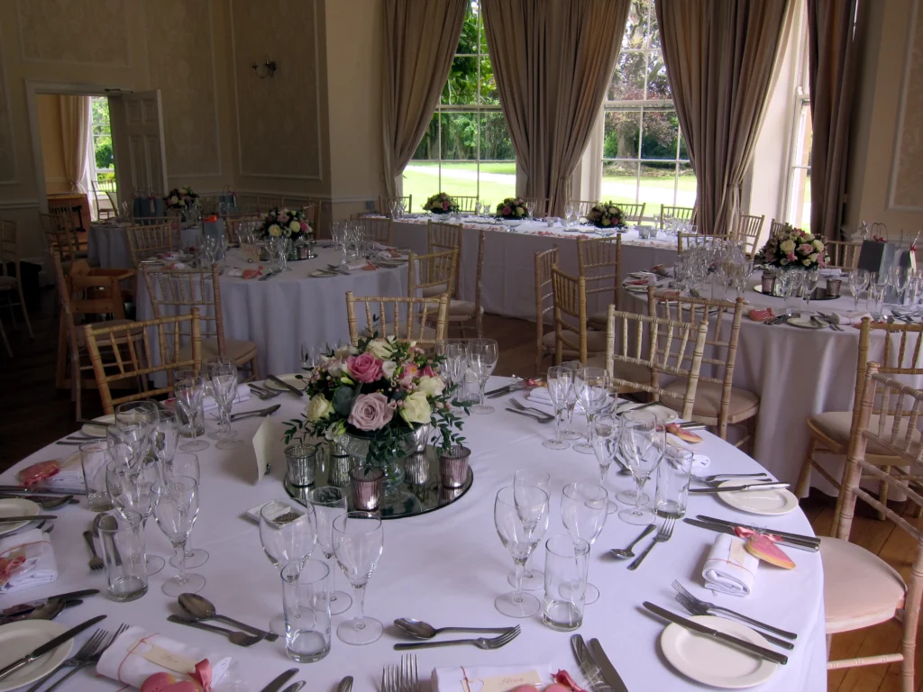 Wedding table flowers Eastington Park Stonehouse florist