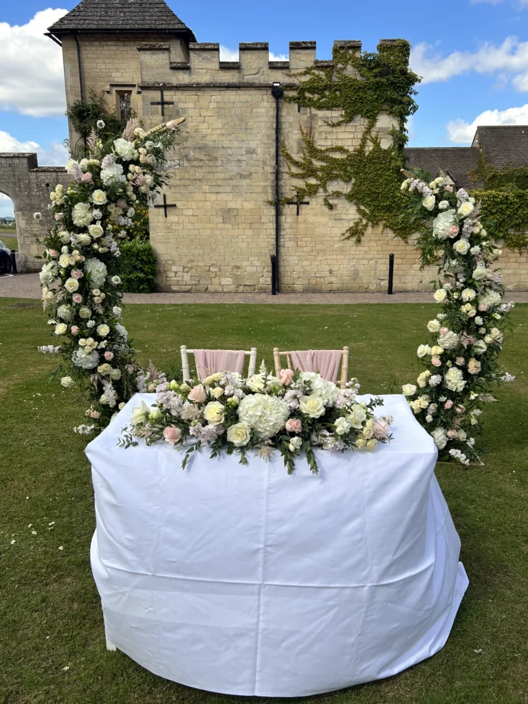 Ellenborough Park 11 Cotswold Blooms is a luxury wedding florist in Cheltenham and the Cotswolds, creating refined, bespoke floral designs using seasonal British flowers. Luxury floral arrangement Ellenborough Park manor house wedding