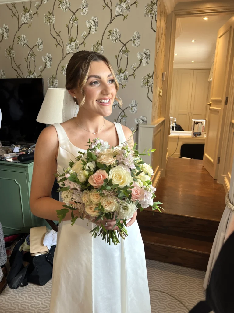 Ellenborough Park 2 Cotswold Blooms is a luxury wedding florist in Cheltenham and the Cotswolds, creating refined, bespoke floral designs using seasonal British flowers. Bridal bouquet at Ellenborough Park wedding Cotswold Blooms