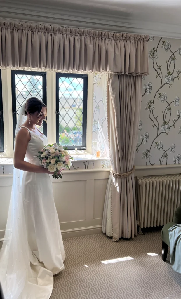 Ellenborough Park 6 Cotswold Blooms is a luxury wedding florist in Cheltenham and the Cotswolds, creating refined, bespoke floral designs using seasonal British flowers. Bridal bouquet at Ellenborough Park wedding Cotswold Blooms
