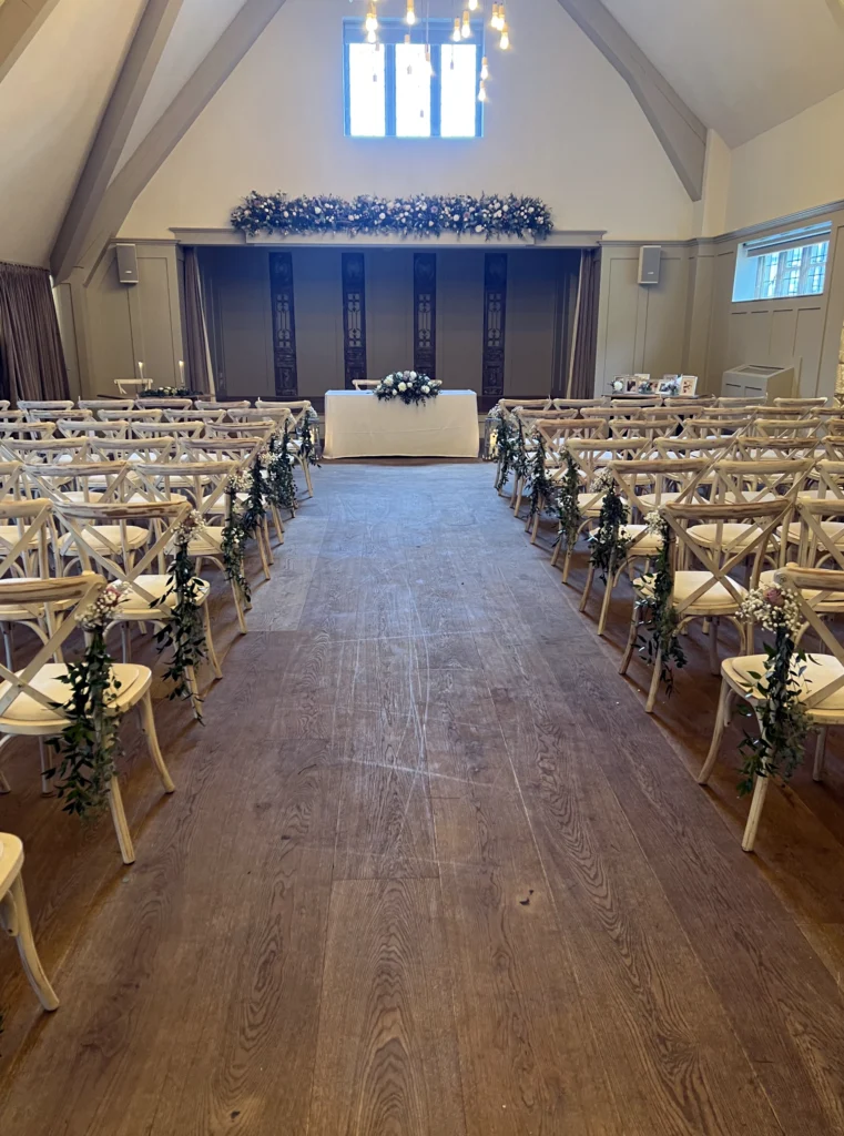 Wedding flowers by Laura McLellan, Cotswold Blooms, at The Frogmill