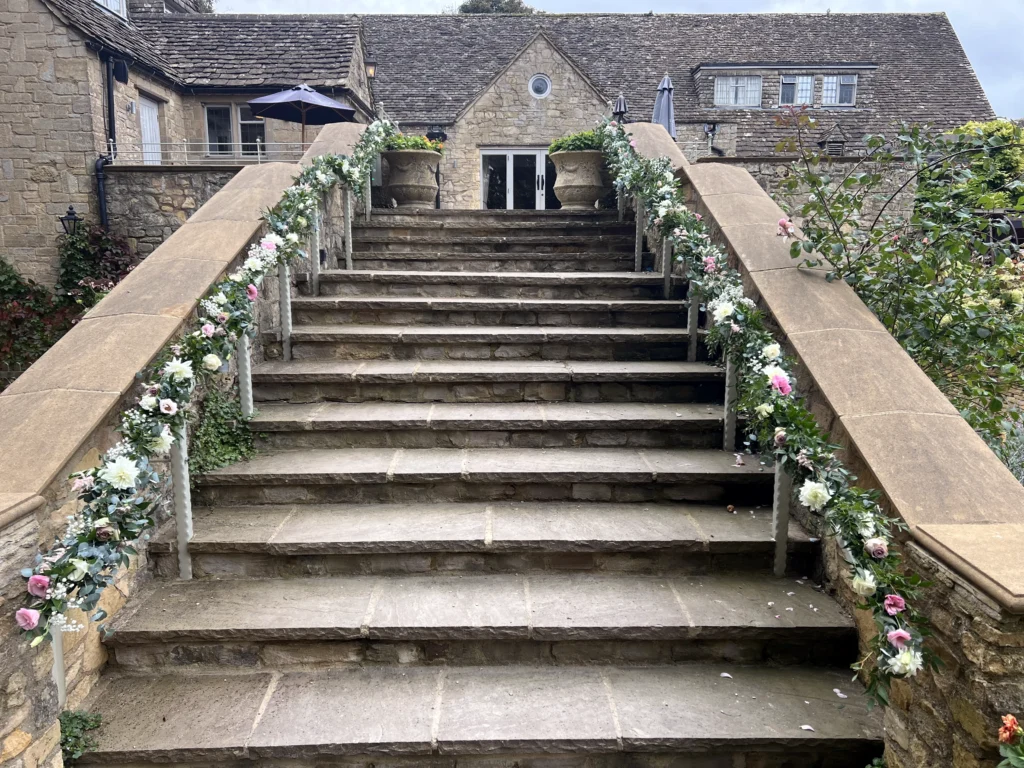 The Frogmill Cheltenham wedding floristry by Cotswold Blooms