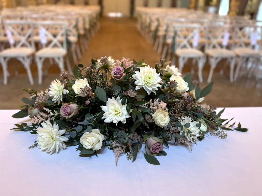 Luxury wedding floristry at The Frogmill, Cheltenham