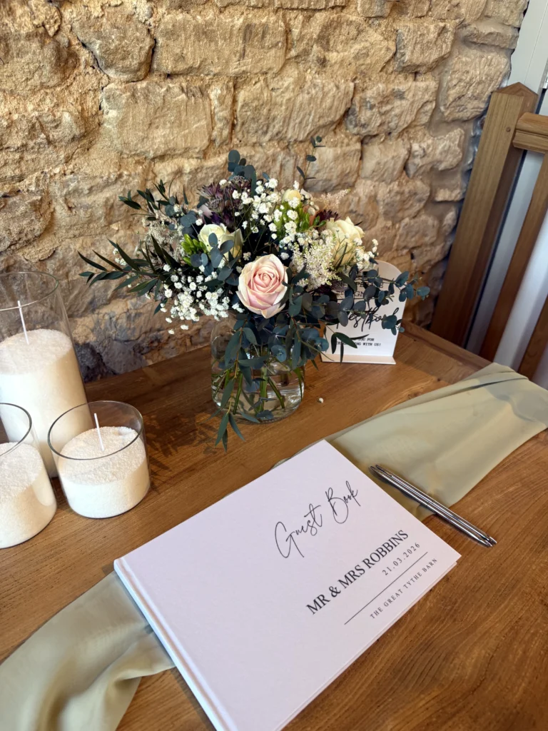 Luxury wedding florist Great Tythe Barn Tetbury Cotswolds