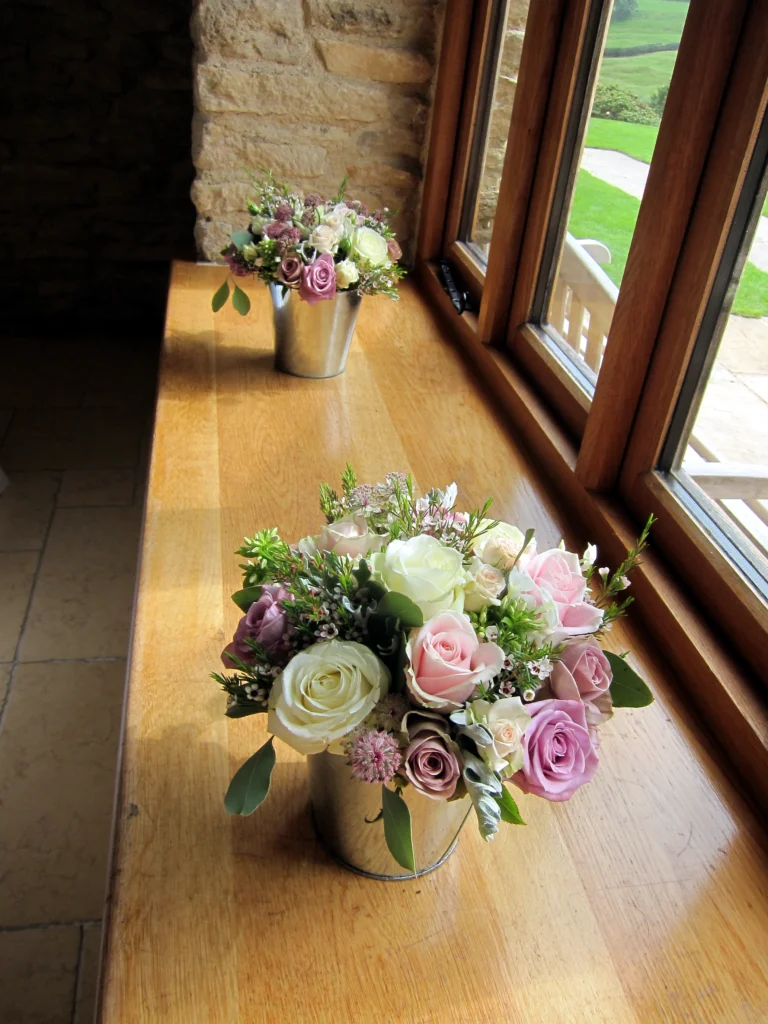 Cotswold Blooms wedding flowers at Kingscote Barn, Gloucestershire