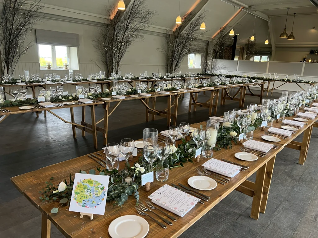 Table centrepiece wedding flowers Lapstone Barn Cotswolds