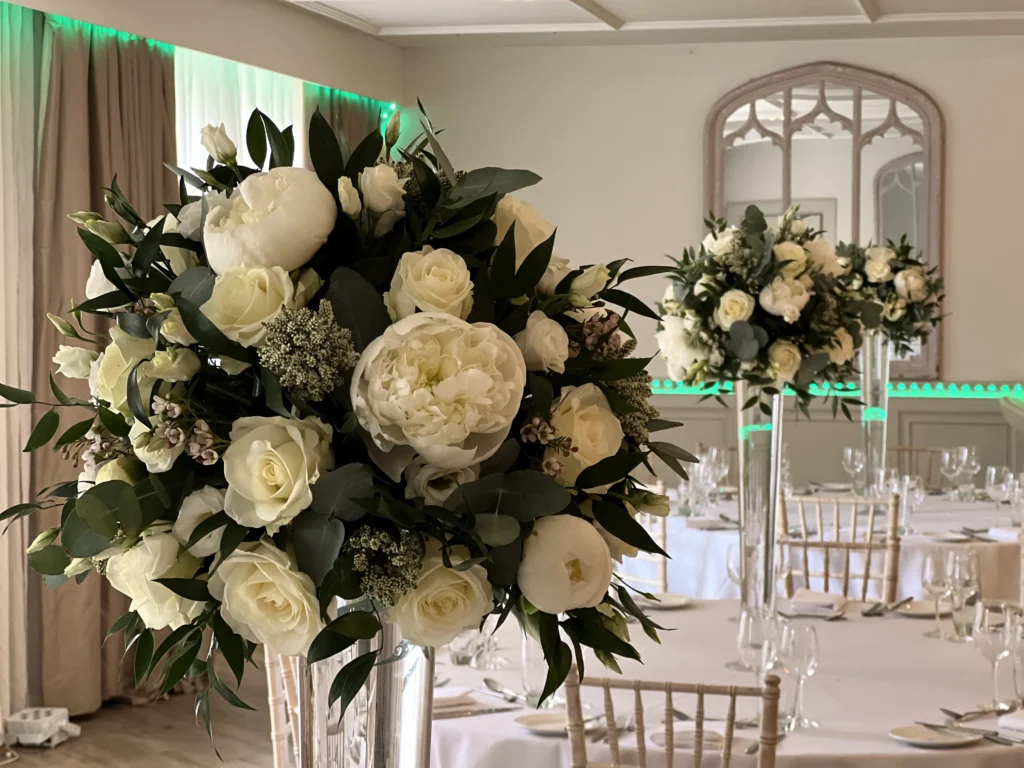 Luxury wedding flowers at Manor by the Lake, Cheltenham