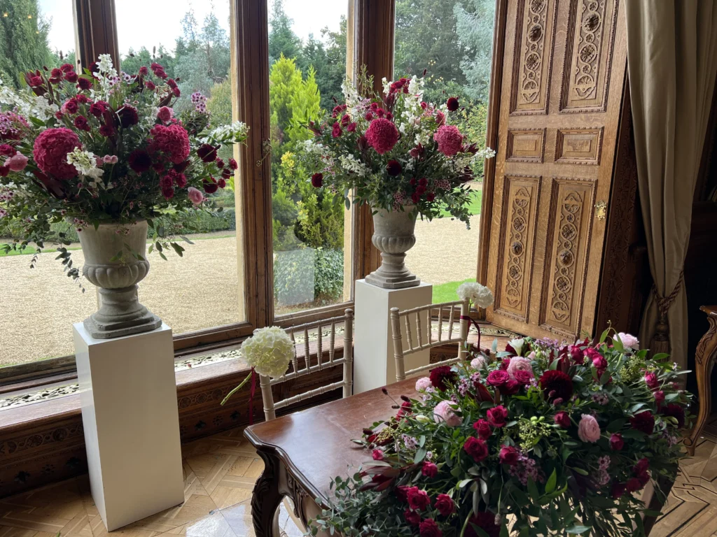 Luxury wedding flowers at Manor by the Lake, Cheltenham