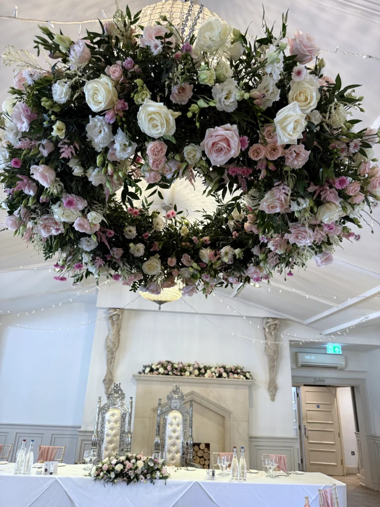 Luxury wedding flowers at Manor by the Lake, Cheltenham