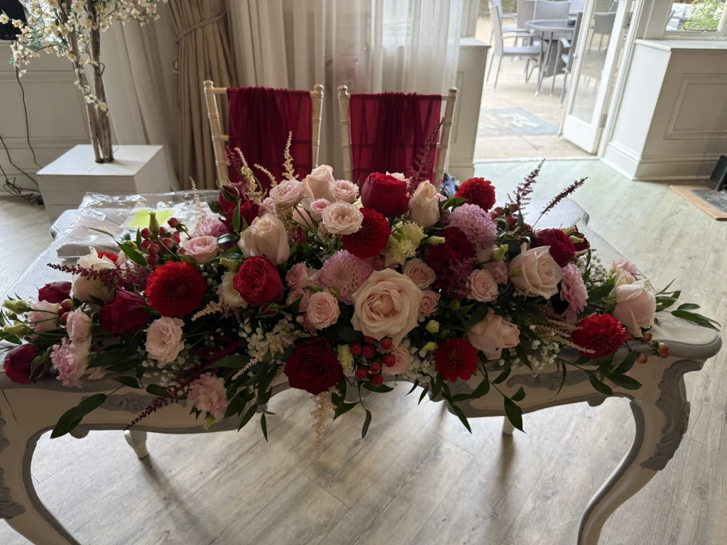 Luxury wedding flowers at Manor by the Lake, Cheltenham