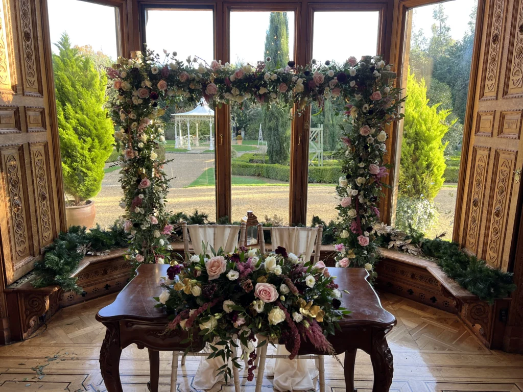 Luxury wedding flowers at Manor by the Lake, Cheltenham