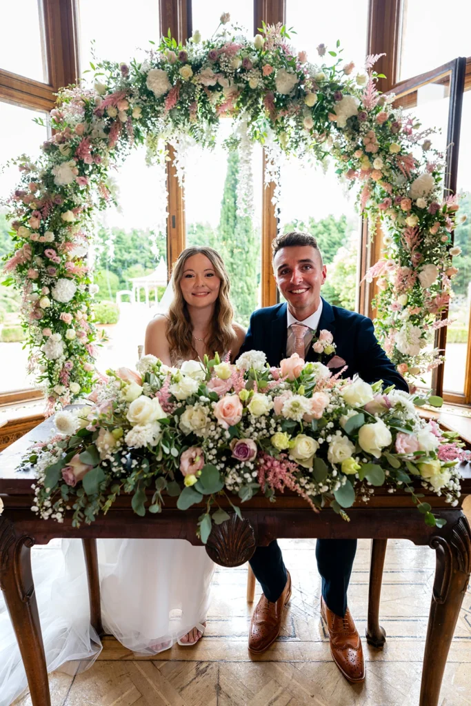 Luxury wedding flowers at Manor by the Lake, Cheltenham